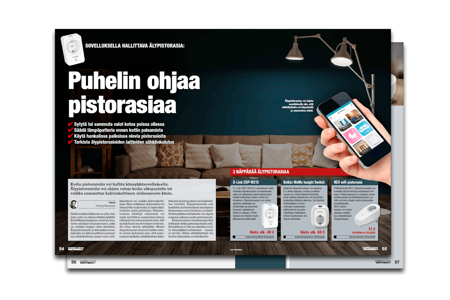 Älykoti ja äypistorasia Puhelin ohjaa pistorasiaa